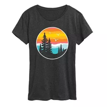 Женская круглая футболка с рисунком Sunset Mountain Licensed Character, цвет Heather Charcoal