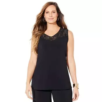 Женская кружевная майка Caterinas больших размеров в любом стиле Catherines, черный