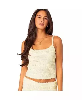 Женская кружевная майка Lucy с рюшами Edikted, желтый