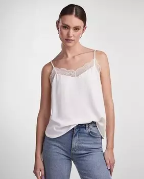 Женская кружевная майка Pieces, белый