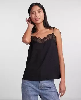 Женская кружевная майка Pieces, черный