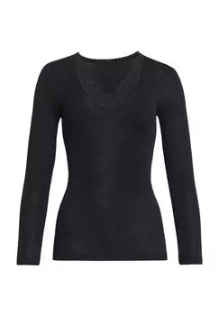 Женская кружевная майка с длинным рукавом Con-Ta, черный