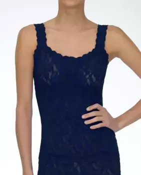 Женская кружевная майка с широкими бретелями Hanky Panky, тёмно-синий