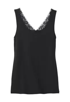 Женская кружевная майка с V-образным вырезом CALIDA, черный