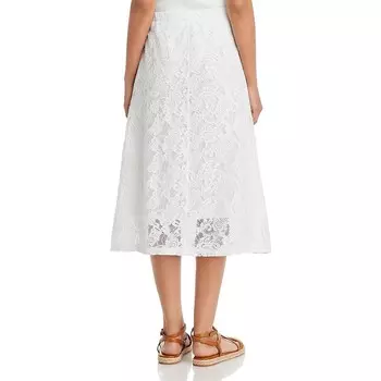 Женская кружевная юбка-миди с открытой строчкой Wilt, белый