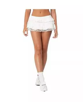 Женская кружевная юбка-шорты с оборками Edikted, черный