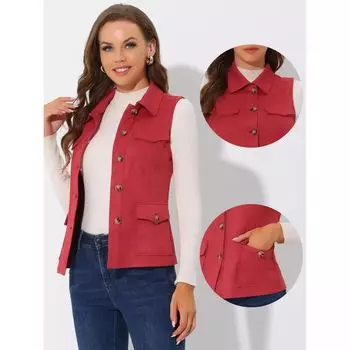 Женская куртка без рукавов в деревенском стиле, практичный анорак из искусственной замши на пуговицах, жилет-карго ALLEGRA K, коричневый