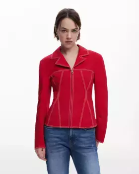 Женская куртка Biker с рельефными швами и пеплумом Desigual, красный
