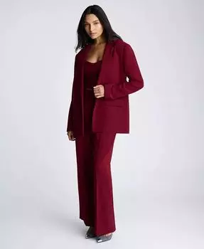 Женская куртка бойфренда Urban Stretch на одной пуговице, топ-бюстье с вырезом сердечком и широкие брюки с высокой талией и застежкой-гулькой спереди Kenneth Cole, красный
