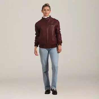 Женская куртка-бомбер Iconic Racer из искусственной кожи Members Only, цвет burgundy