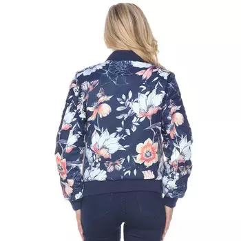 Женская куртка-бомбер с цветочным принтом White Mark White Mark, темно-синий