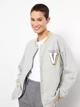 Женская куртка-бомбер с длинным рукавом и воротником колледжа с принтом LCW Casual