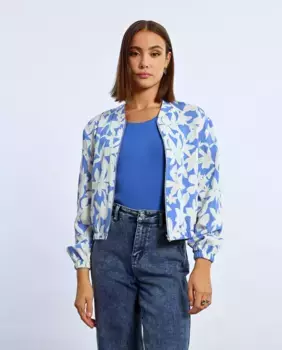 Женская куртка-бомбер с принтом и застежкой-молнией Lili Sidonio, голубой