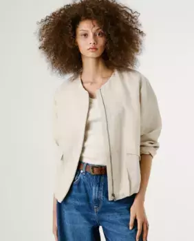 Женская куртка-бомбер в рубчик Pepe Jeans, бежевый