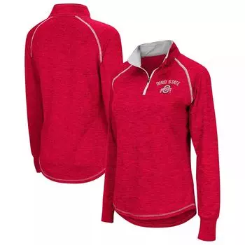 Женская куртка Colosseum Heathered Scarlet Ohio State Buckeyes Bikram Raglan с молнией четверть Colosseum