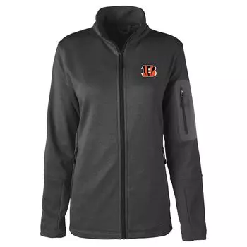Женская куртка Dunbrooke Heather Black Cincinnati Bengals Freestyle с тефлоновым щитком и молнией во всю длину