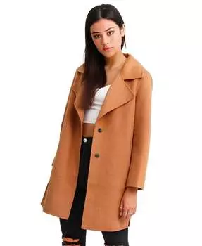 Женская куртка Ex Boyfriend из смесовой шерсти большого размера Belle & Bloom, цвет Camel