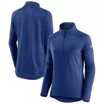 Женская куртка Fanatics фирменного синего/синего цвета Tampa Bay Lightning с логотипом Authentic Pro для путешествий и тренировок, куртка реглан с молнией на четверть Fanatics