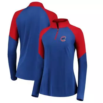 Женская куртка Fanatics Royal/Red с логотипом Chicago Cubs и молнией четверть четверти реглан Fanatics