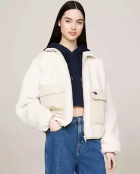 Женская куртка из двух укороченных тканей Tommy Jeans, цвет Crudo