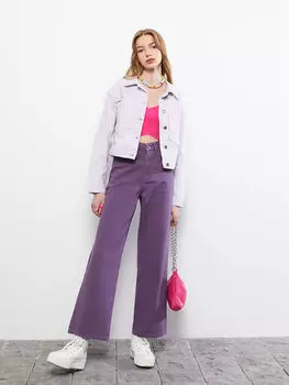 Женская куртка из габардина с прямым воротником и длинными рукавами LCW Casual