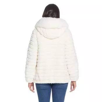 Женская куртка из искусственного меха с капюшоном и желобками Gallery, черный