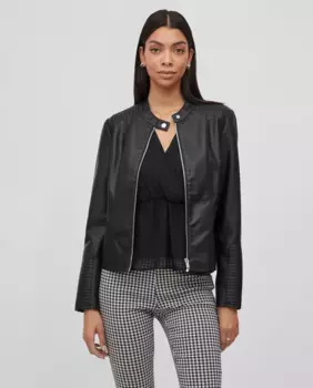 Женская куртка из искусственной кожи на молнии Vila, черный