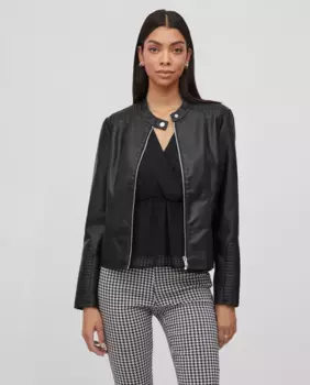 Женская куртка из искусственной кожи на молнии Vila, черный