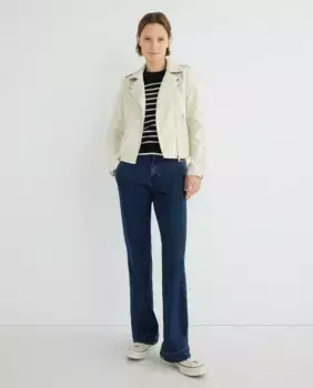 Женская куртка из искусственной кожи с длинными рукавами и застежкой-молнией Vila, бежевый