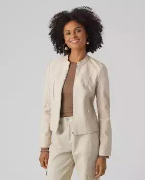 Женская куртка из искусственной кожи с воротником из перкина Vero Moda, белый