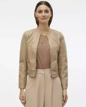 Женская куртка из искусственной кожи с воротником Perkin Vero Moda, цвет Crudo