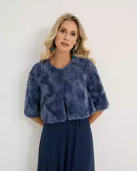 Женская куртка из кожи с рукавами миди Veneno en la piel, синий