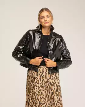 Женская куртка из лакированной кожи Tantra, черный