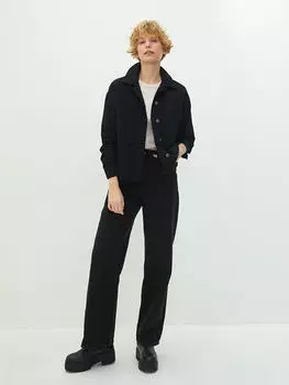 Женская куртка из поплина с прямым воротником и карманом с длинными рукавами LCW Casual