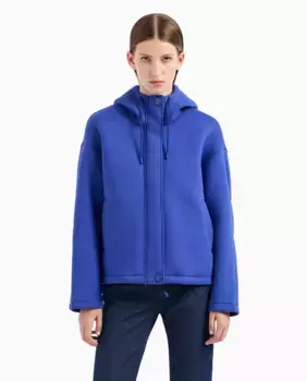 Женская куртка из ткани скуба с капюшоном Emporio Armani, синий