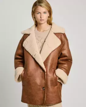 Женская куртка из замши с внутренней подкладкой из овчины Pepe Jeans, коричневый