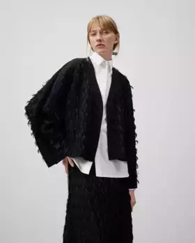 Женская куртка-кимоно трикотаж с бахромой Adolfo Dominguez, чёрный