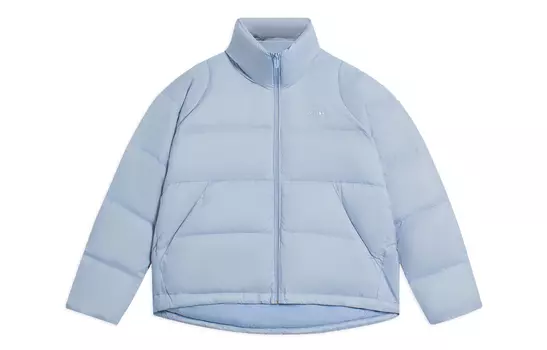 Женская куртка LiNing Down Jacket, мягкая, серо-голубая