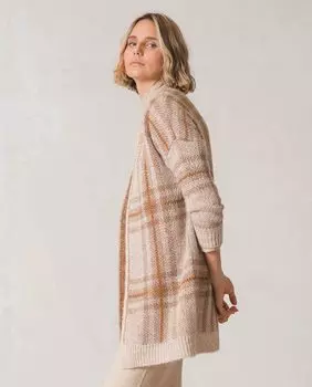 Женская куртка макси жаккардовой вязки Indi & Cold, бежевый