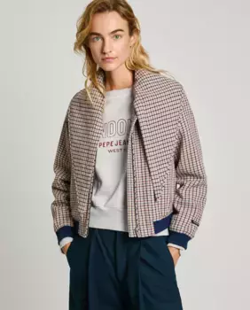 Женская куртка на молнии с принтом «гусиные лапки» Pepe Jeans, бежевый