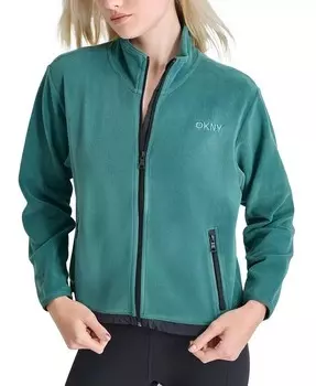 Женская куртка на молнии с воротником-стойкой и плетеной вставкой DKNY, зеленый