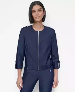 Женская куртка на молнии с закатывающимися рукавами DKNY, синий