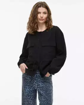 Женская куртка на пуговицах с карманами Vila, черный