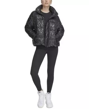 Женская куртка-пуховик свободного кроя с высоким и низким вырезом DKNY, черный