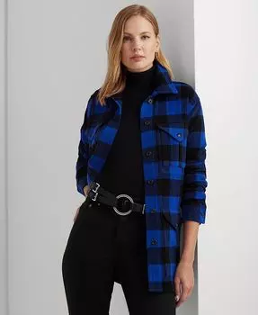 Женская куртка-рубашка из саржи в клетку Buffalo Check Lauren Ralph Lauren, синий