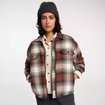 Женская куртка-рубашка на молнии на подкладке из шерпы Alpine Design, цвет Brown Loch Lake Plaid