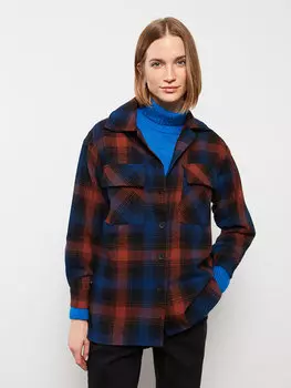 Женская куртка-рубашка в клетку с длинным рукавом LCWAIKIKI Classic, оранжевый плед