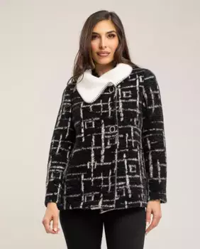 Женская куртка с большим асимметричным воротником и декоративной строчкой Boutique El Corte Ingls, мультиколор