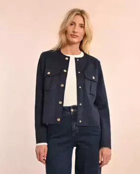 Женская куртка с длинными рукавами и деталями карманов Molly Bracken, темно-синий