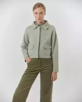 Женская куртка с длинными рукавами и воротником с косой Lasserre, зеленый